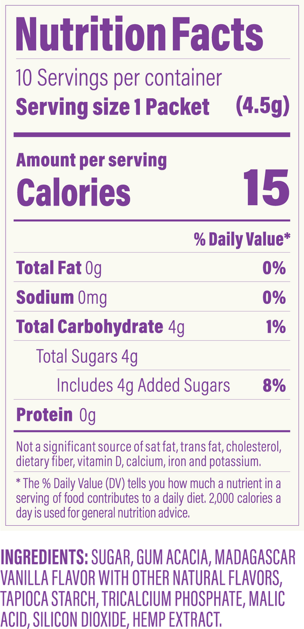 Warm Vanilla - Nutritional Facts