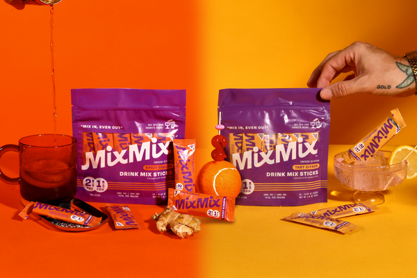 MixMix drink mix products on an orange background
